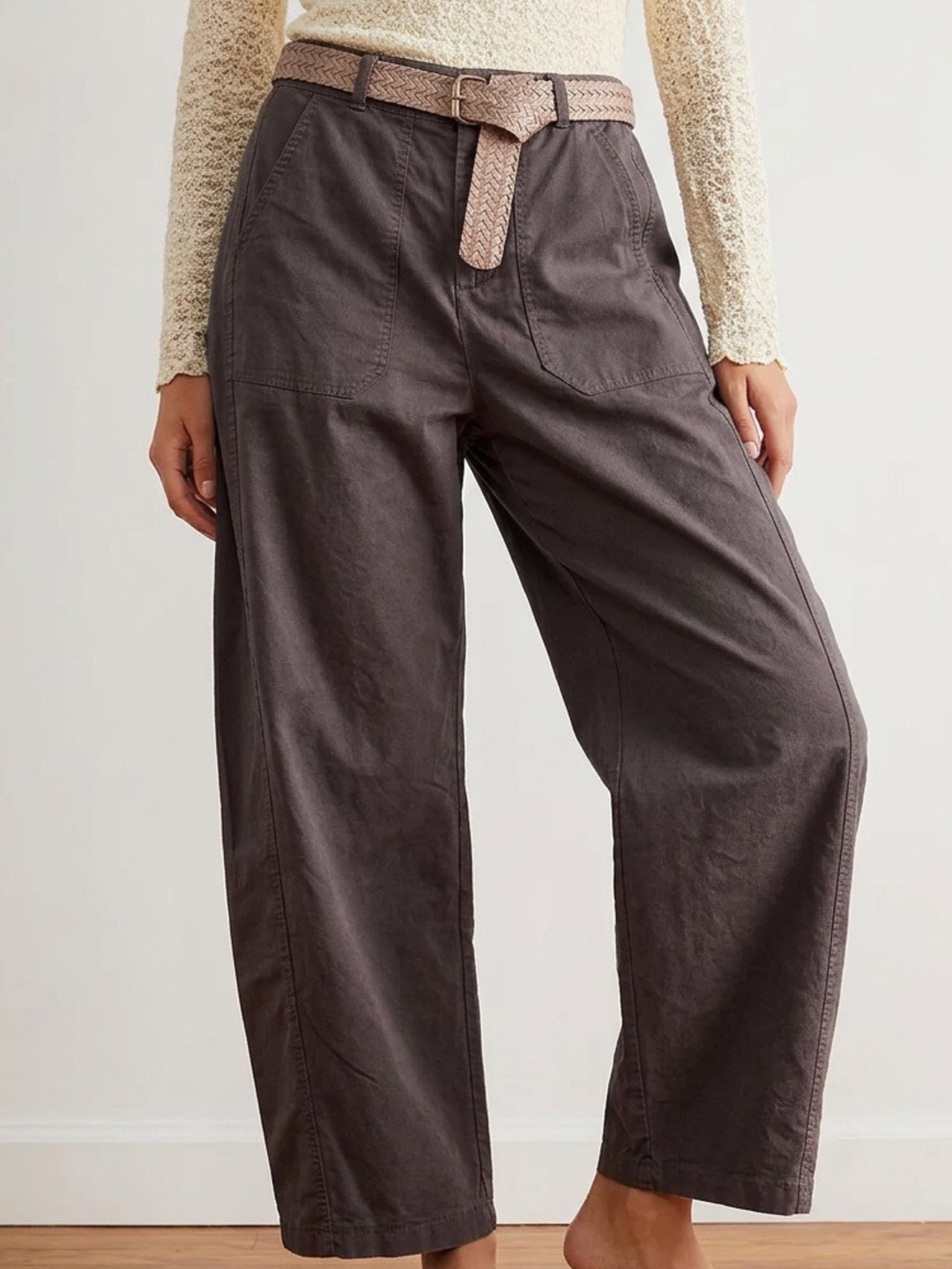 Italy Chocolate Belted Barrel Pant