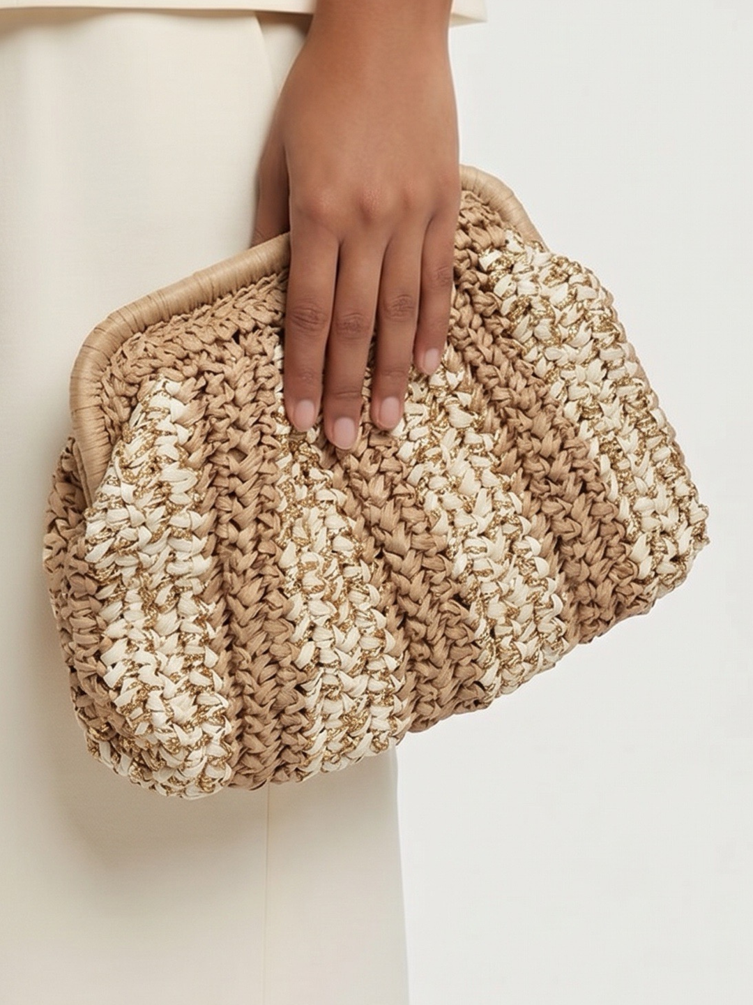 Raffia Two Tone Clutch