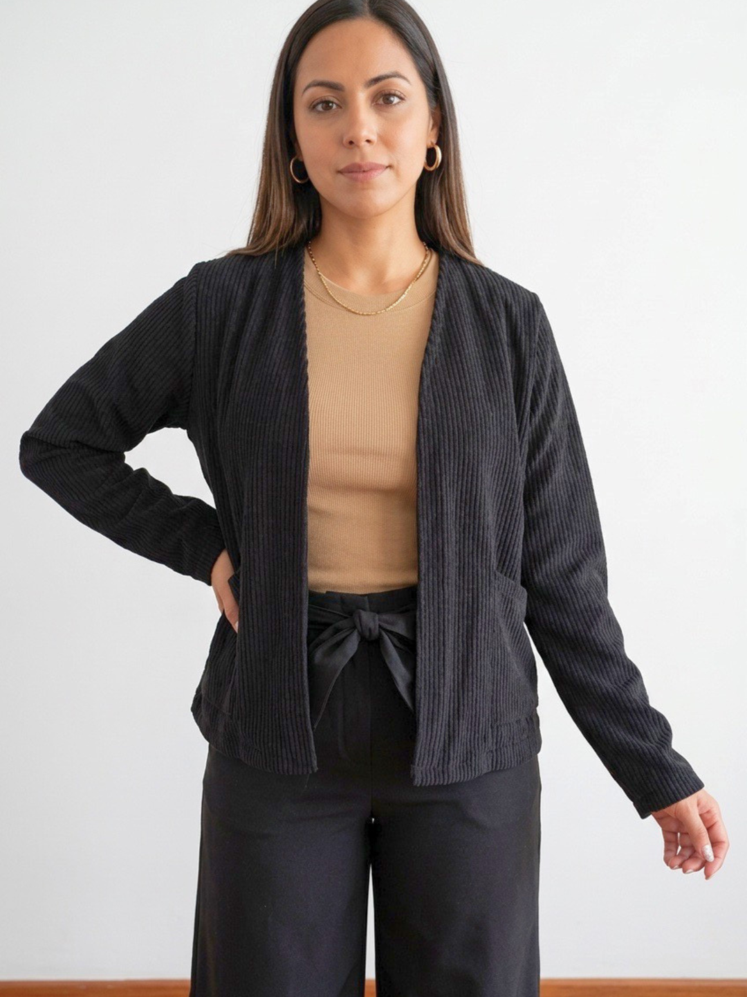 Black Corduroy Cardigan