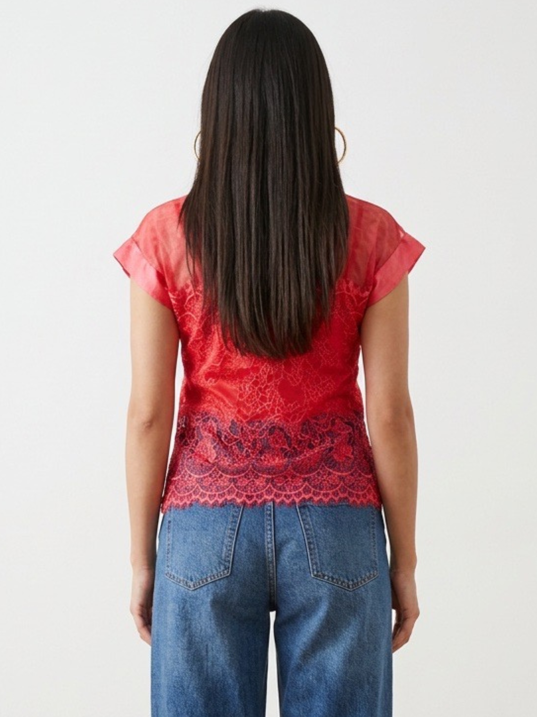 Italy Lace Back Red Top