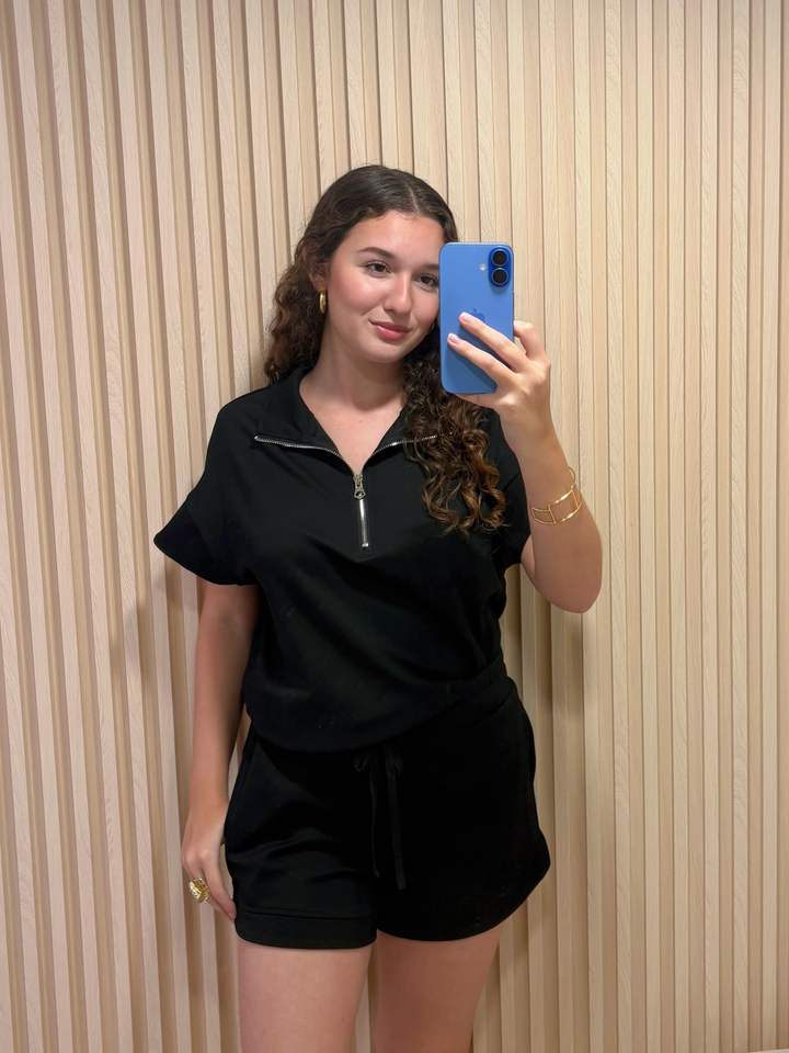 Black Comfy Travel Two Piece Set