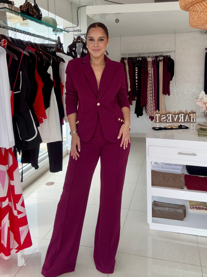 Structured Burgundy Suit Set