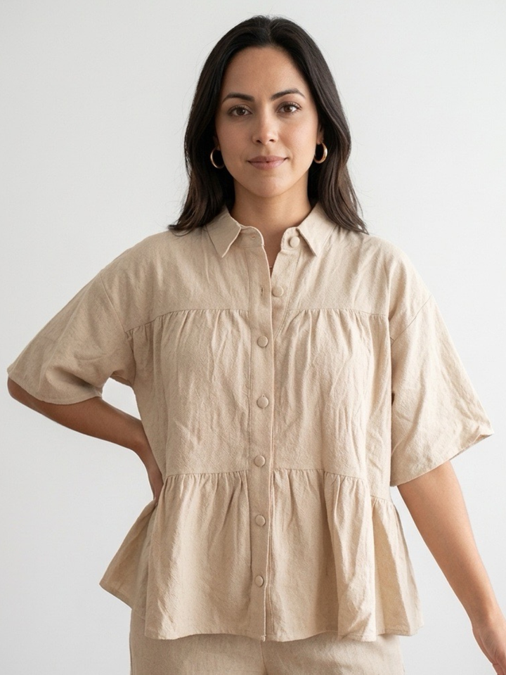 Ruffle Ivory Oversize Top
