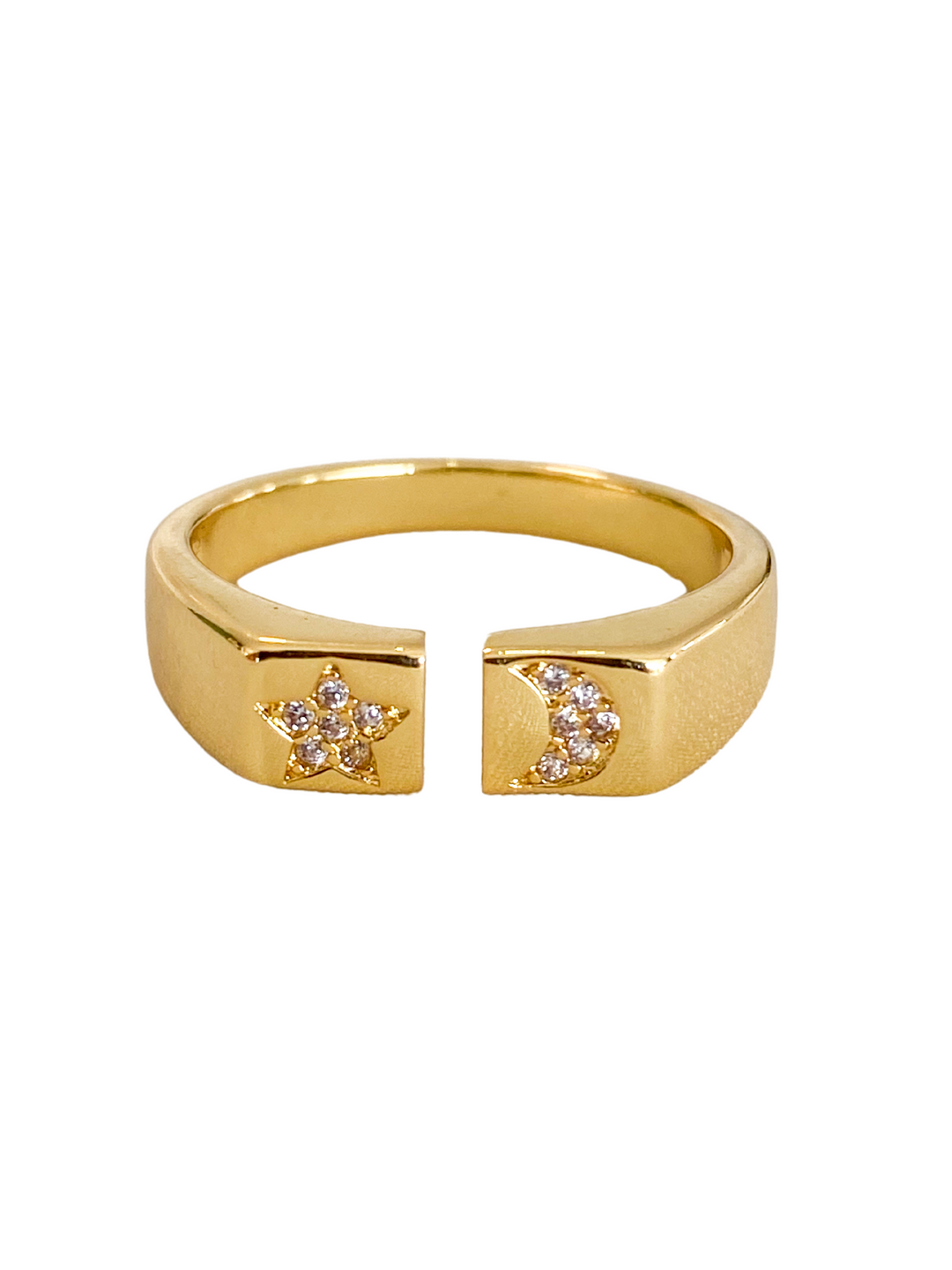 18K Gold Plated Moon & Star Ring