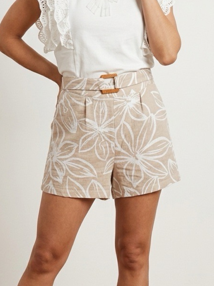 Floral Nude Linen Short