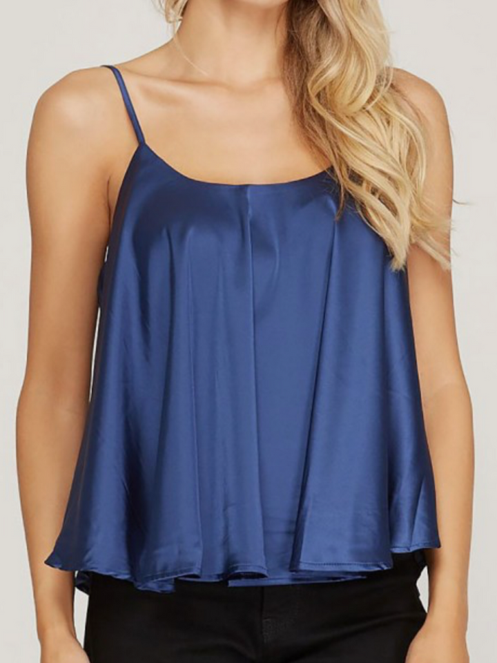 Satin Navy Top