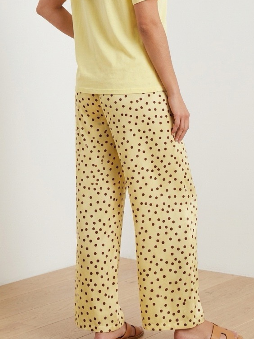 Italy Polka Dots Yellow Satin Pant
