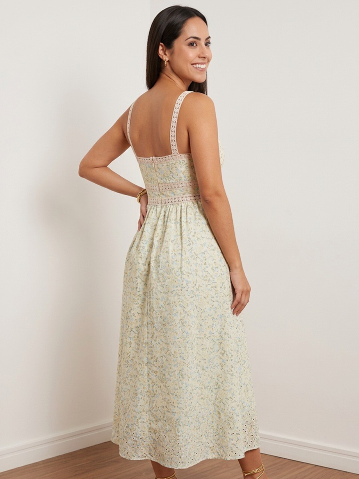 Cut Out Floral Midi Dress