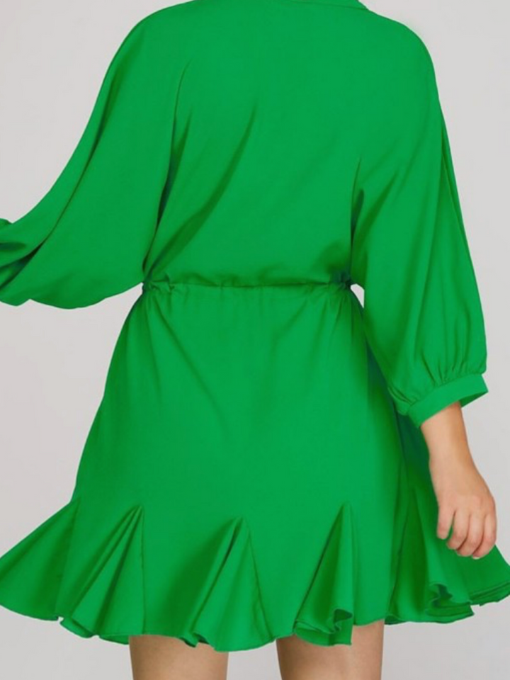 Long Sleeve Green Mini Dress
