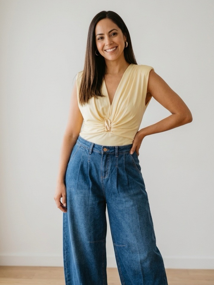 Italy Yellow & Gold Detail Bodysuit