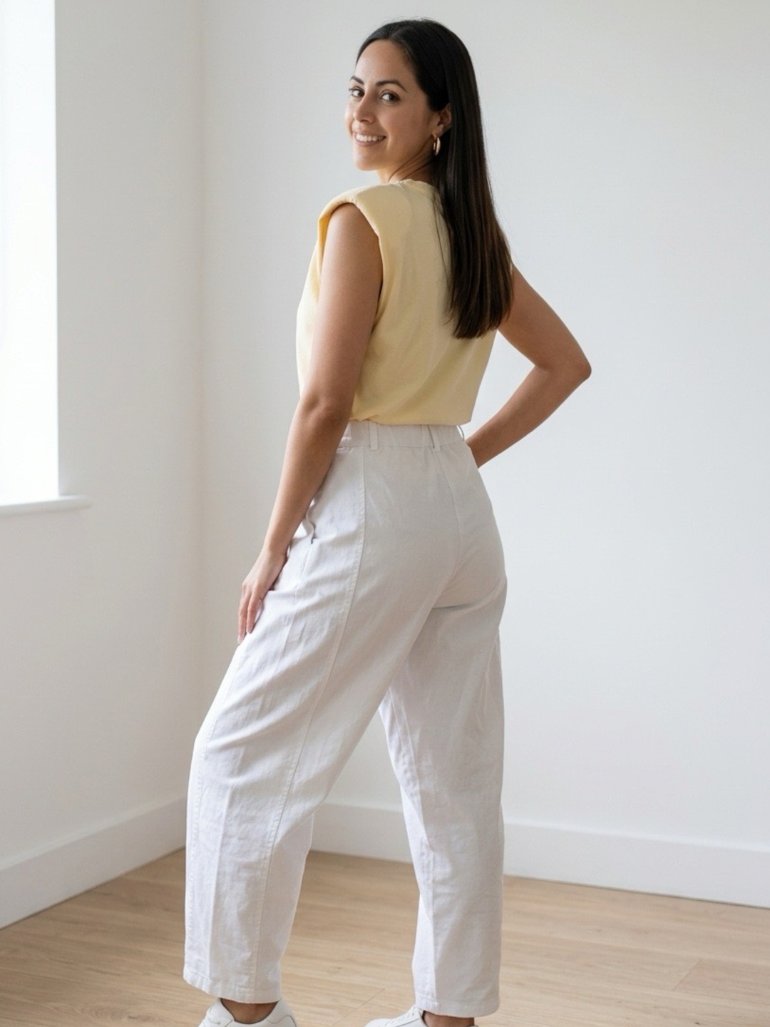 Italy Studs White Barrel Pant