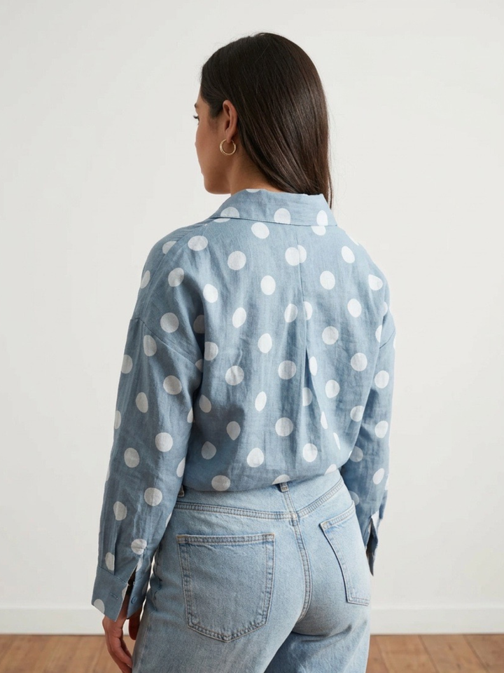 3/4 Sleeve Polka Dots Top