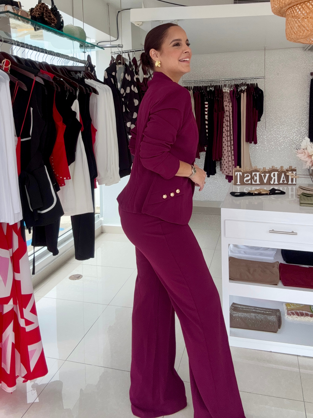 Structured Burgundy Suit Set