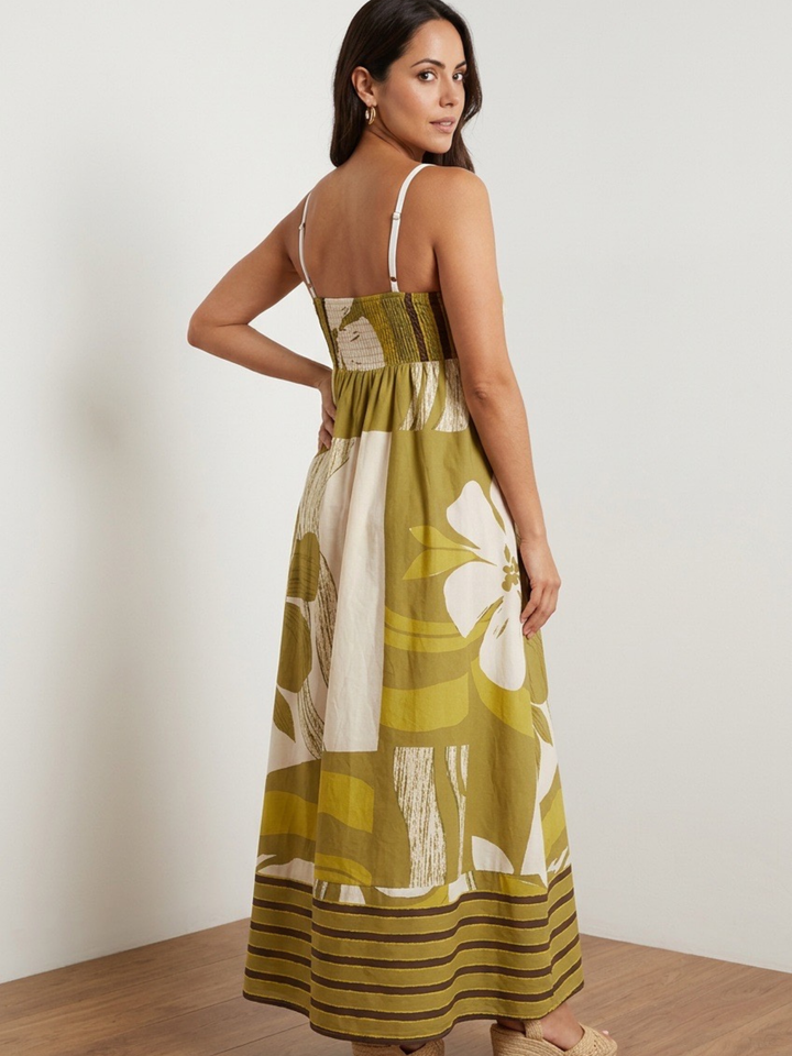 Italy Floral Olive Maxi Dress