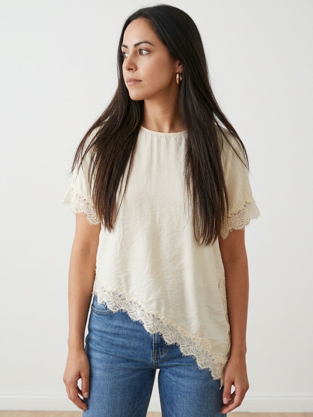 Italy One Size Assymeytric Lace Blouse
