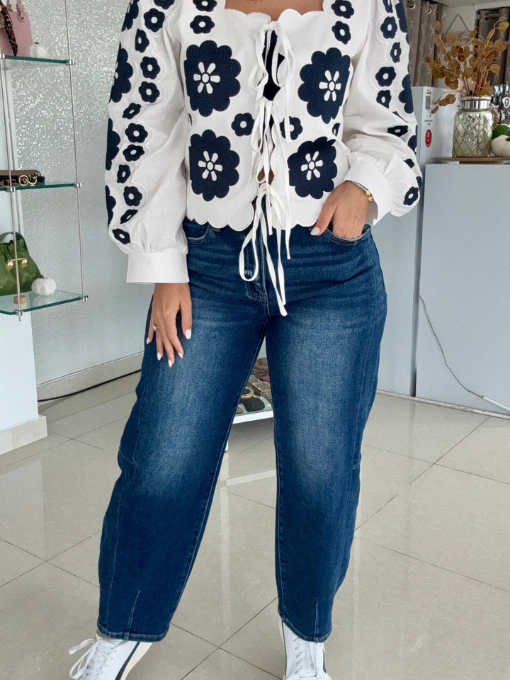 Dark Denim Barrel Jean