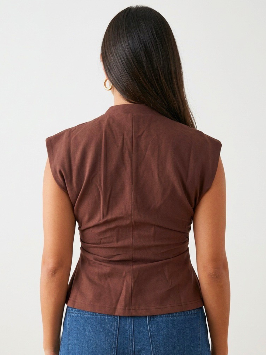 Elegant Chocolate Pearl Buttons Vest