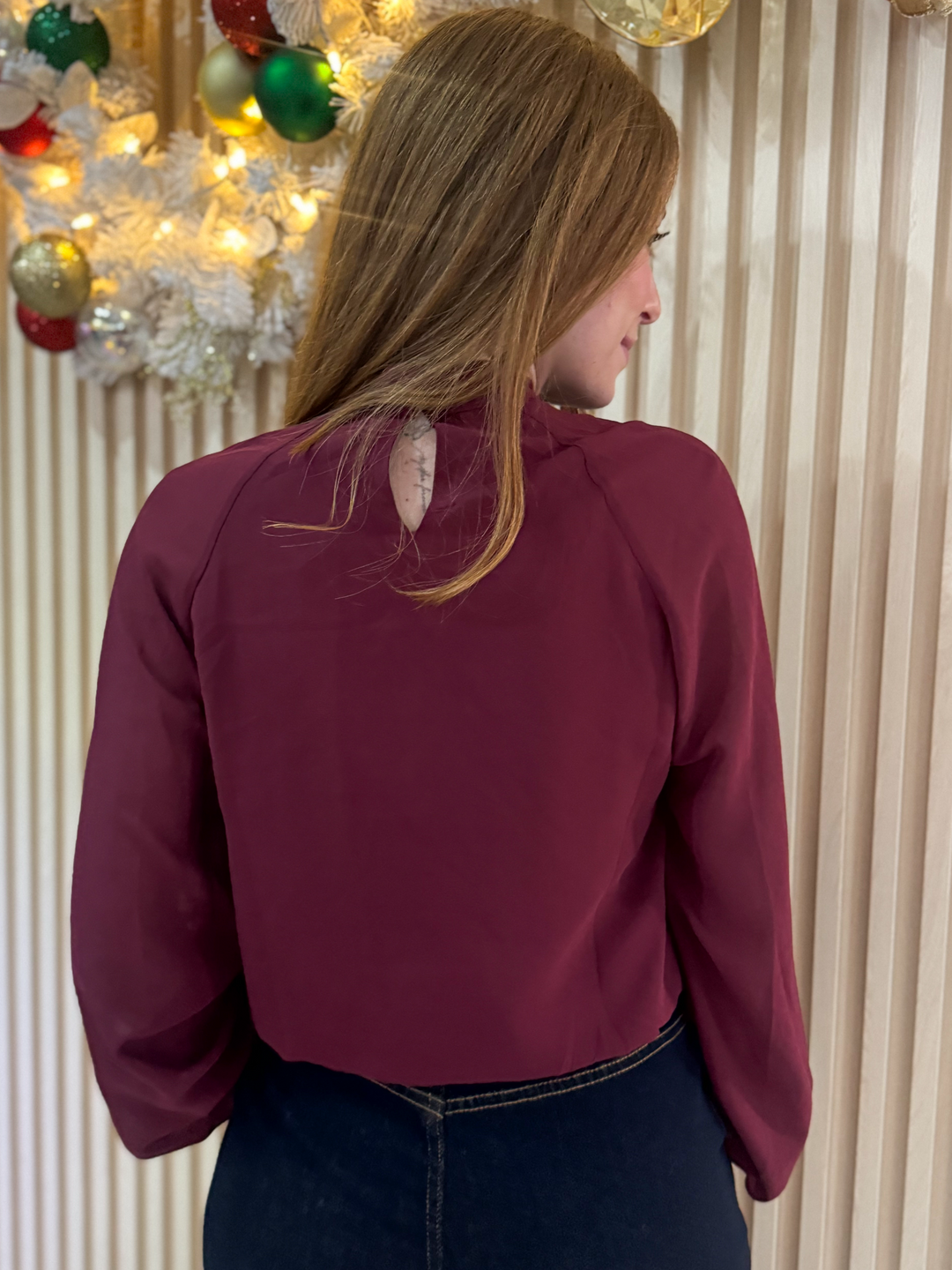 Burgundy Long Sleeve Blouse