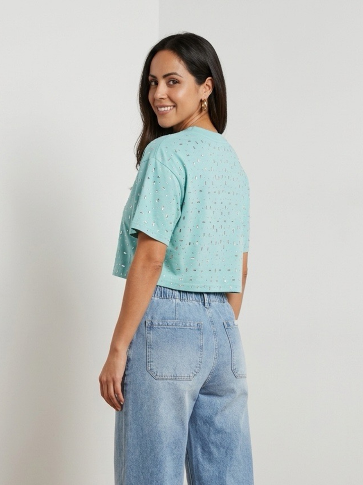 Crystal Glow Blue Crop Top