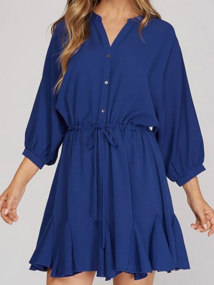 Long Sleeve Royal Mini Dress