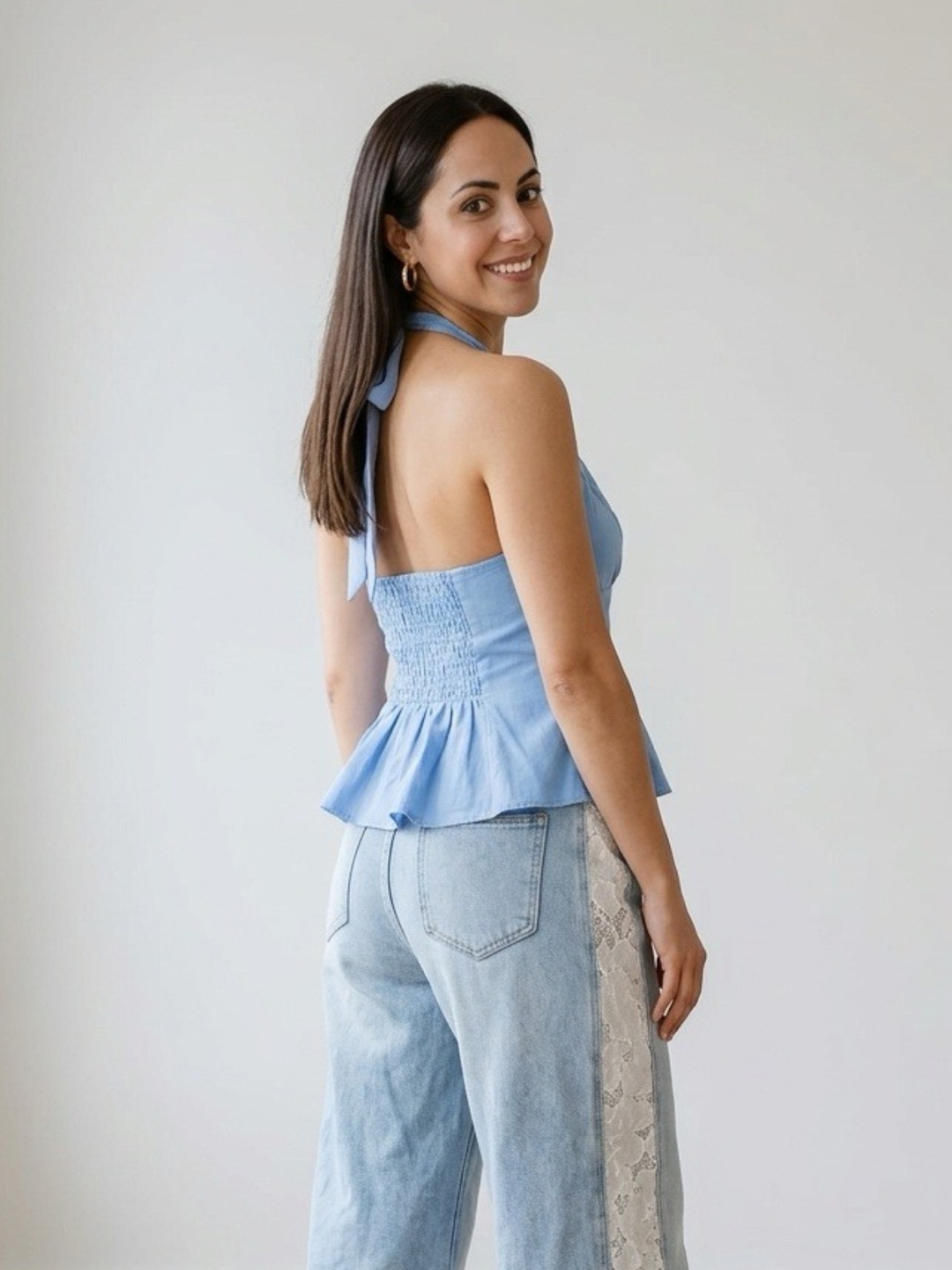 Halter Light Blue Bow Top