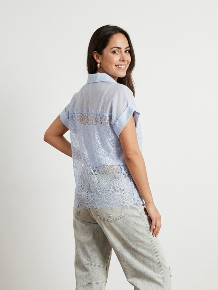 Italy Lace Back Light Blue Top