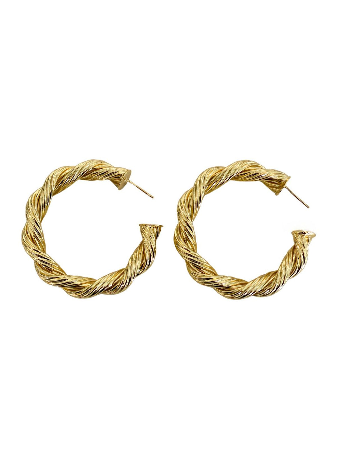 18K Gold Plated Twist Big Hoops Earrings