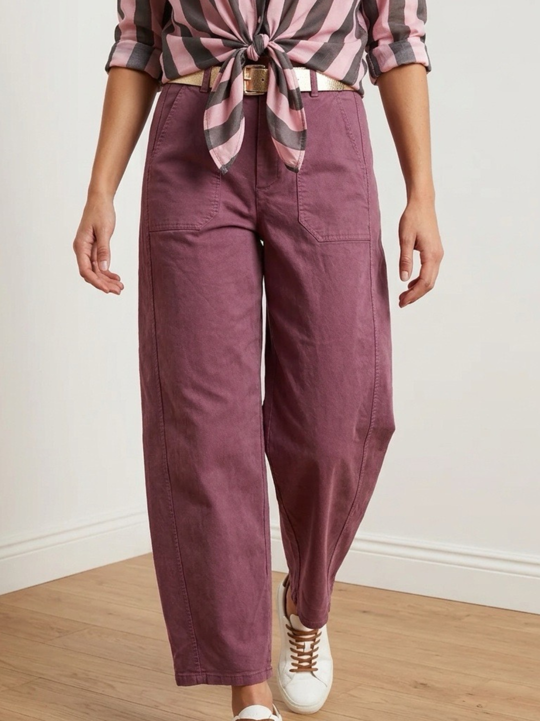 Italy Belted Purple Barrel Pant