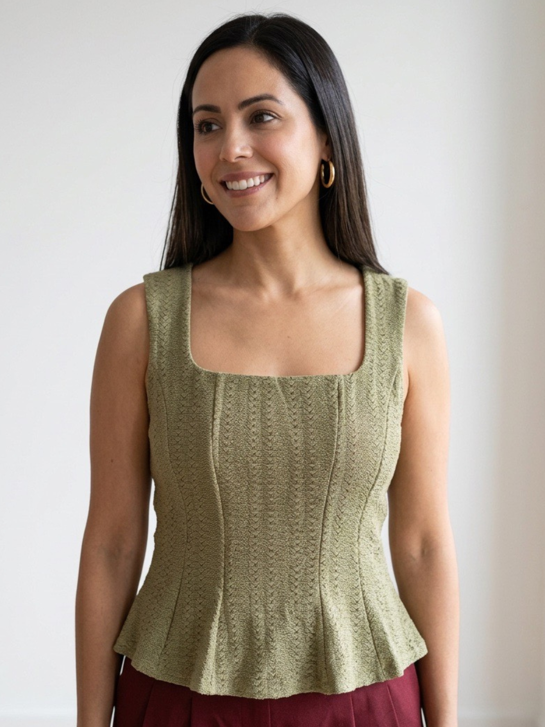 Allie Peplum Sage Green Top