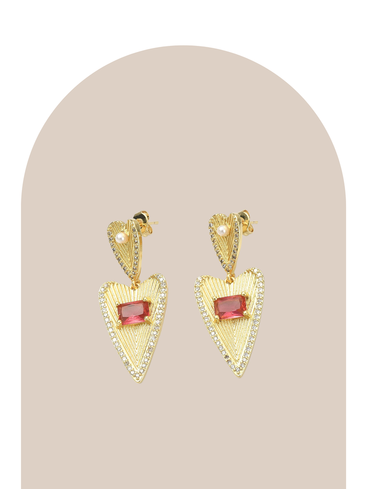 Gold Plated Elegant Heart Earrings
