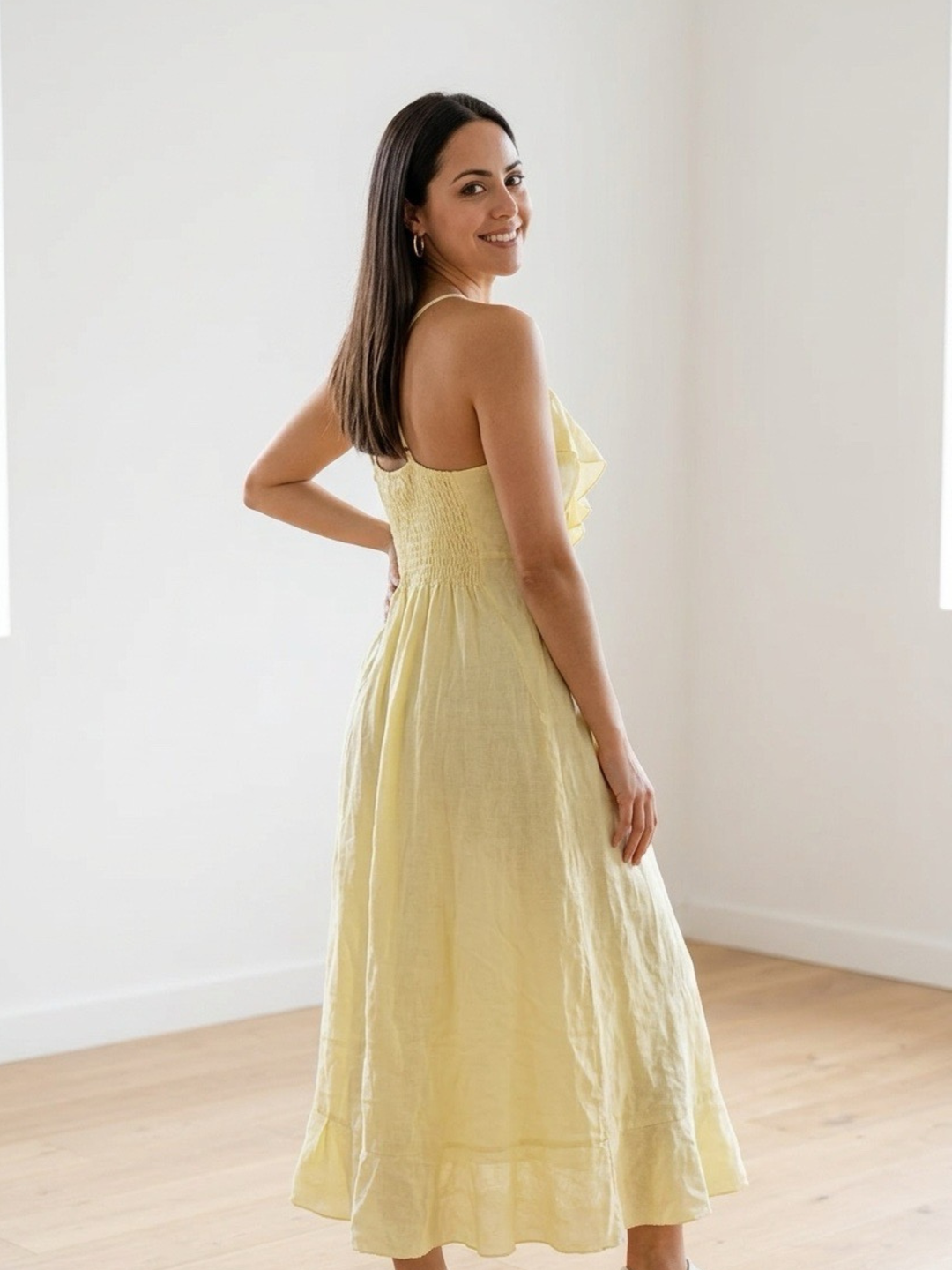 Linen Ruffle Dress