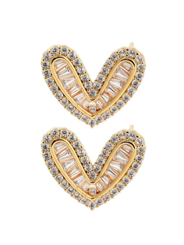 18K Gold Plated Heart Studs