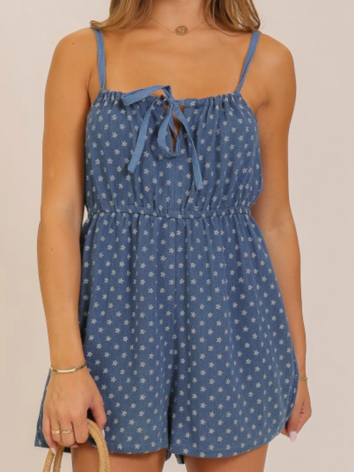 Floral Soft Denim Romper