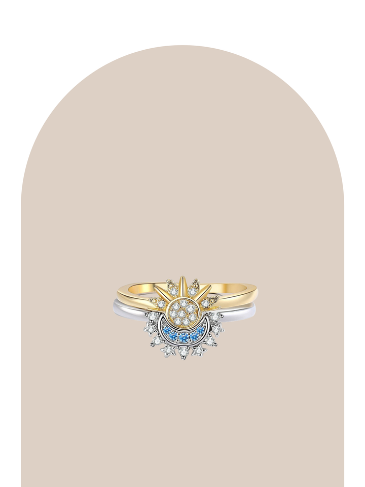 Gold Plated Moon & Sun Rings