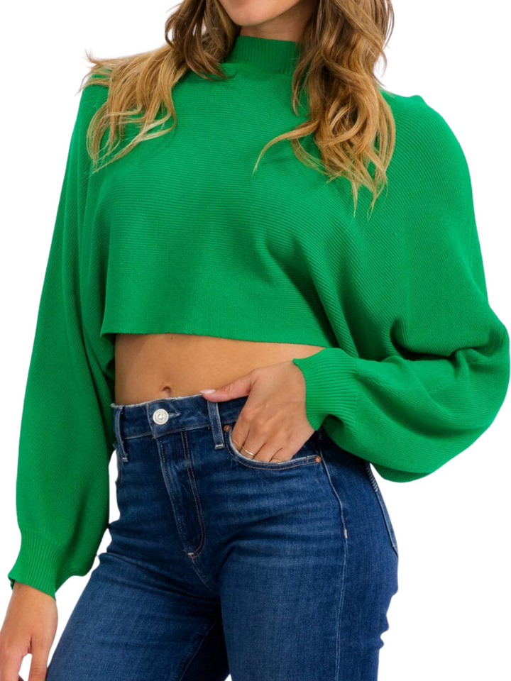 Long Sleeve Kelly Green Crop Top