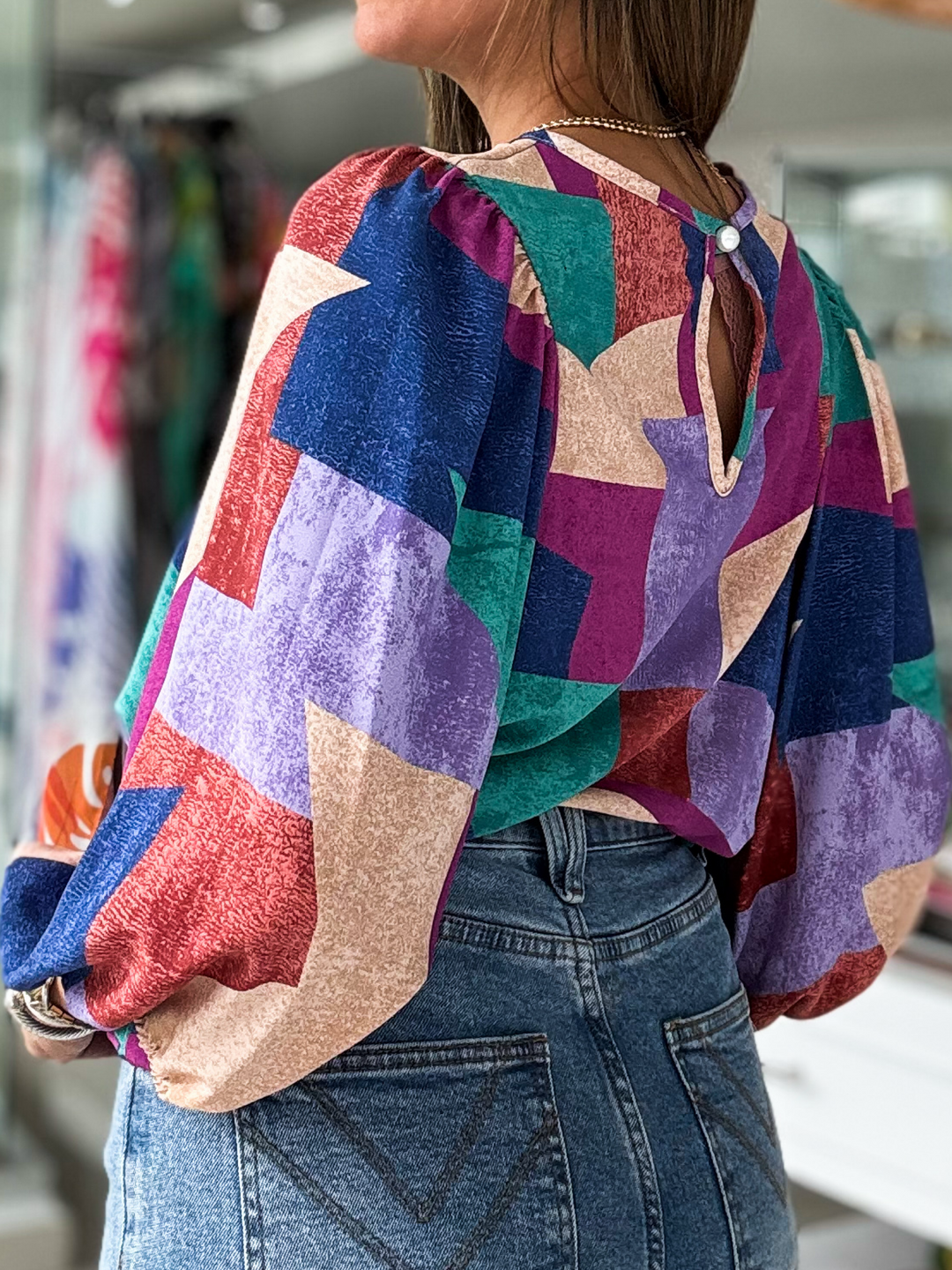 Multicolor 3/4 Abstract Blouse