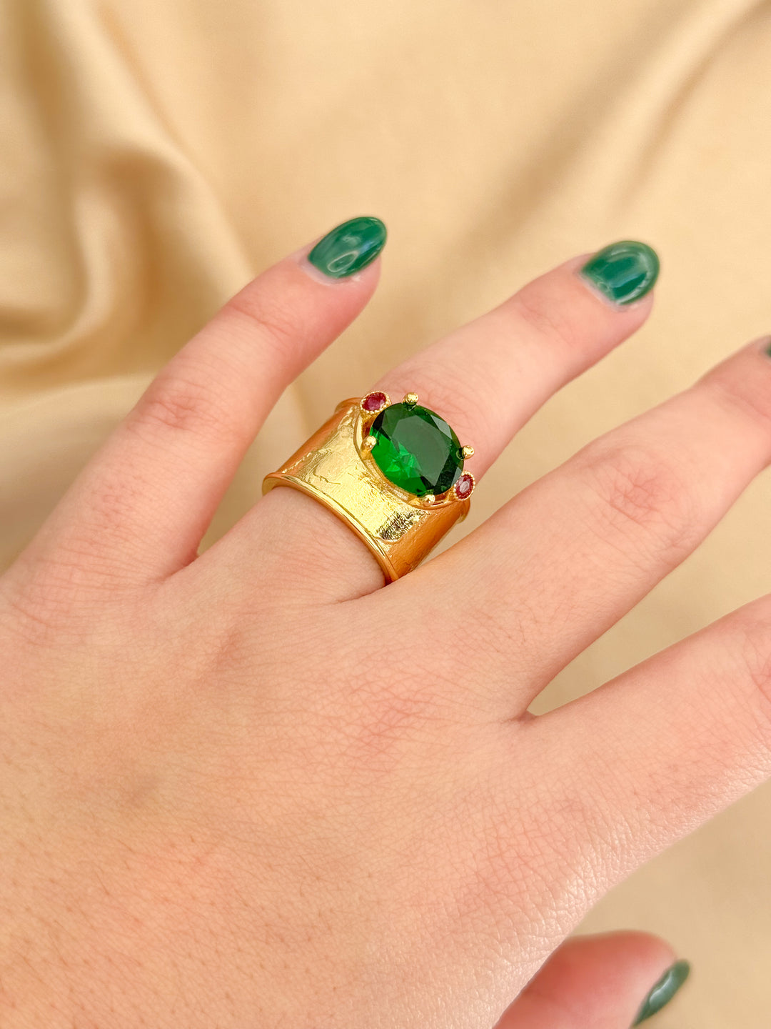 Gold Plated Emerald Ring