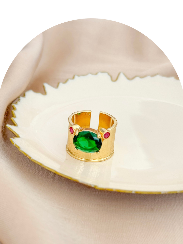 Gold Plated Emerald Ring