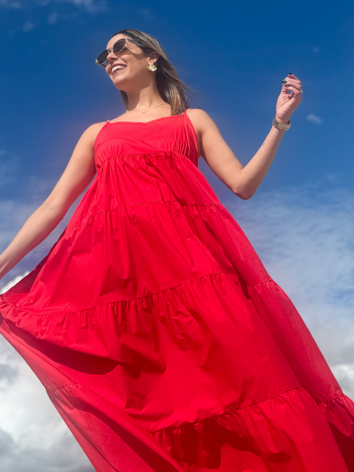 Red Flowy Maxi Dress