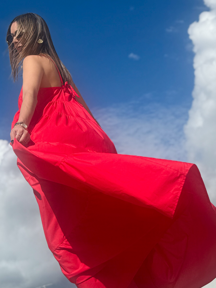 Red Flowy Maxi Dress