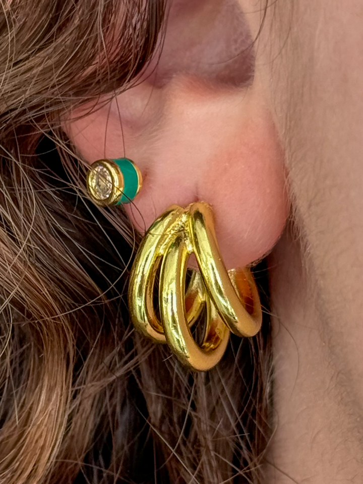 18k Gold Plated Half Hoop Earrings