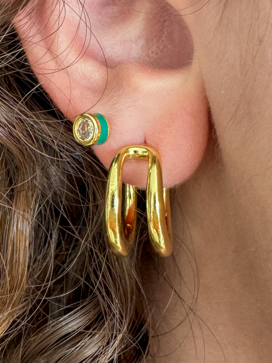 18k Gold Plated Half- Hoop Earrings