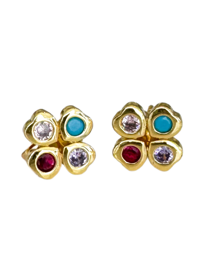 18k Gold Plated Colorful Mini Heart Stud