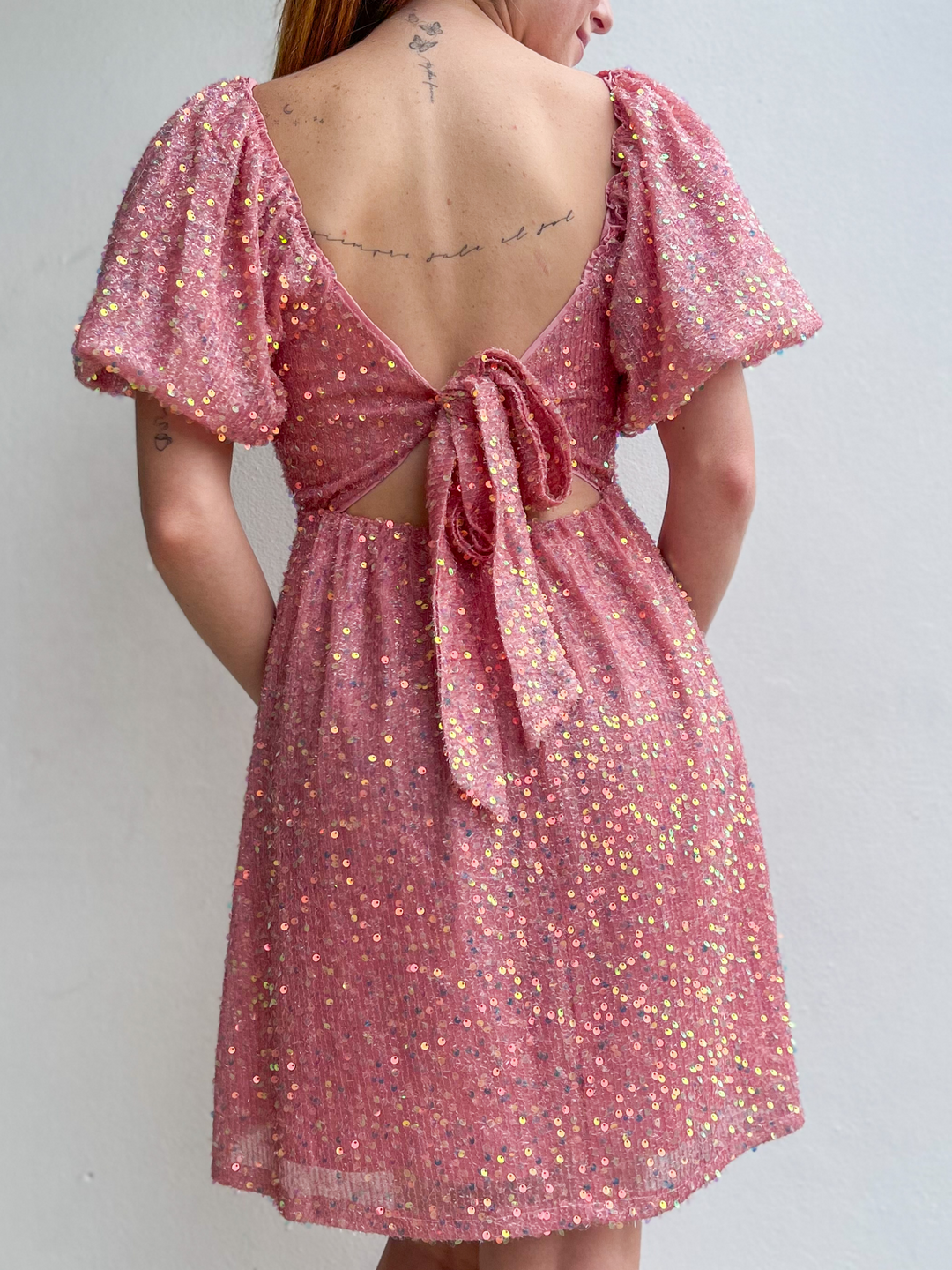 Sequins Pink Mini Dress