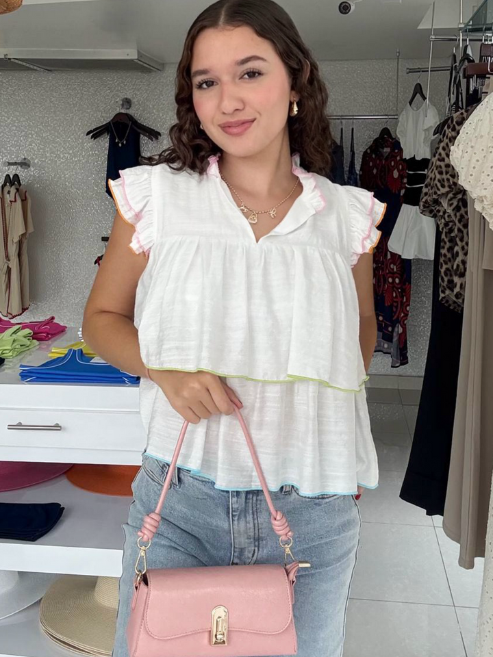 Rainbow Ruffle Blouse