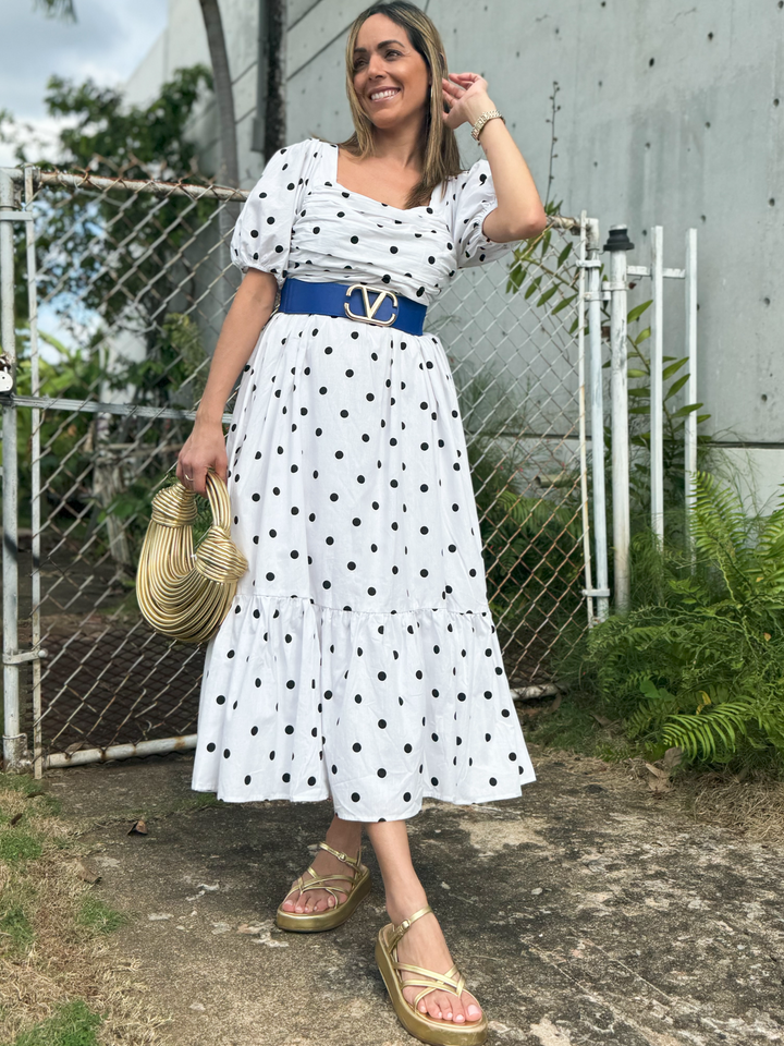 Black & White Polka Dots Midi Dress