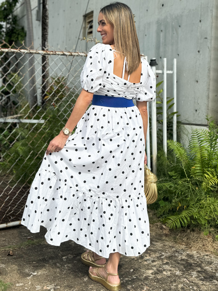 Black & White Polka Dots Midi Dress