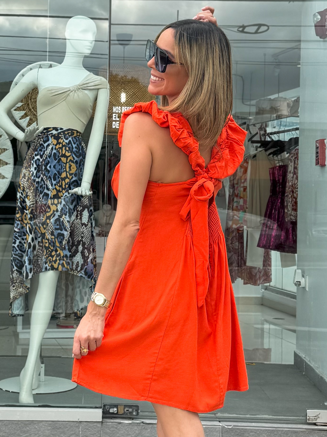 Orange Cut Out Mini Dress