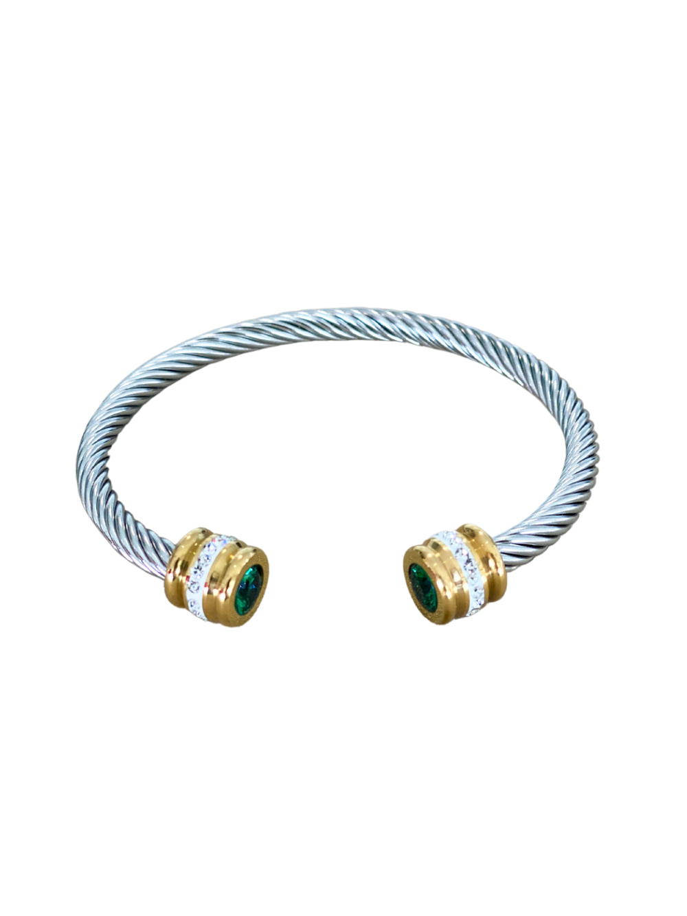 Green Two Tone Cable Bracelet