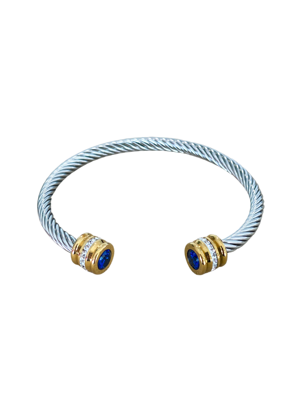 Navy Blue Two Tone Cable Bracelet